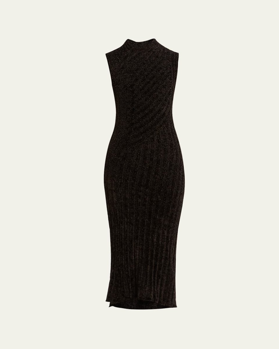 Ribbed Chenille Sleeveless Midi Dress
